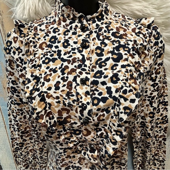 Anthro Maeve Katia Ruffled Long sleeve Button Down Size 0 - Picture 3 of 11